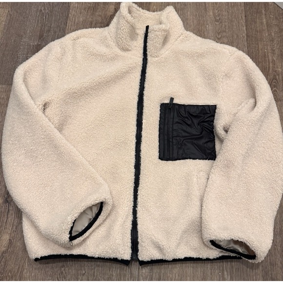 Sanctuary Cream Sherpa Full Zip Up Jacket Women's Size Large - Picture 1 of 9
